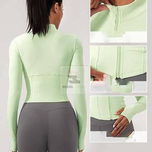 Stand up <b>Collar</b> Women Long Sleeve Yoga Jacket Comfortable Gym and Outdoor Sports Jackets - Product Image 2