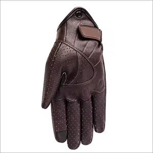 Gants de moto de course en cuir à manchette courte Gants de moto de protection durables marron avec écran tactile - Product Image 5