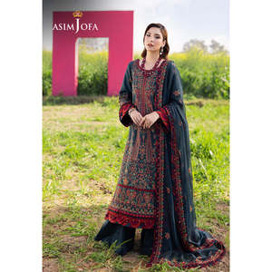 ชุดแต่งงาน ASIM JOFA-3PC น้ำหนักเบา ความยาวระดับพื้น พร้อมเสื้อปักลายผ้าลินิน ผ้าคลุมไหล่ตาข่ายค่าดี และกางเกงขายาว-BIC-4679 - Product Image 4