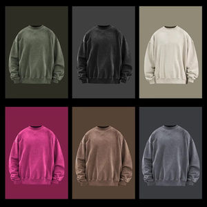 Sudadera Personalizada para Hombre, Estilo Holgado con Hombros Caídos, Lavado Ácido, Cuello Redondo, Algodón French Terry Grueso, Logotipo Personalizado Bordado - Product Image 4