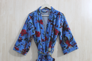 Floral Printed Luxury Velvet Knitted <b>short</b> Winter Autumn Boho Unisex velvet cotton Eco-Friendly Warm Kimono Jacket - Product Image 4