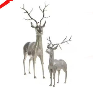 Sculpture décorative de cerf finie par argent brillant fait main pour le salon et le bureau - Product Image 5