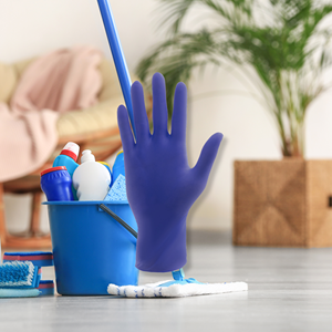 Guantes de Látex Desechables Ecológicos de Venta de Fábrica, Guantes Elásticos de Nitrilo Azul Sin Polvo para Limpieza, MOQ 100 Piezas - Product Image 1