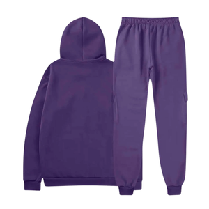 Ensemble de survêtement en molleton uni pour homme, sweat-shirt à capuche et pantalon de jogging cargo, ensemble décontracté chaud d'hiver, streetwear, tenue de sport, tenue de course à pied - Product Image 6