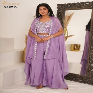 Nouveau 2025 Designer Vente Chaude Heavy Crush Avec Travail À La Main Top Et Palazzo Fabricant De L'Inde À Bas Prix - Product Image 1