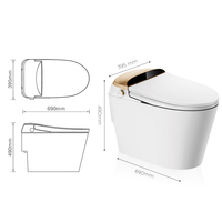 WC monobloc japonais A105 en céramique à poser au sol avec bidet automatique, siège chauffant, télécommande et drainage en P/S