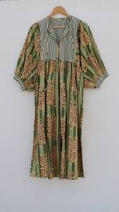 Robe maxi décontractée d'été pour femmes, tissée, écologique, lavable, imprimée à la main, florale, bohème - Product Image 6