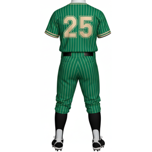 Uniforme de Béisbol Atlético con Rayas Verdes y Doradas, Sublimación Completa, Conjunto de Equipo con Pantalones a Juego - Product Image 3