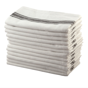 Ensemble de 12 torchons de cuisine vintage 100% coton couleur grise avec motif à carreaux Techniques tissées à usage domestique pour enfants - Product Image 1