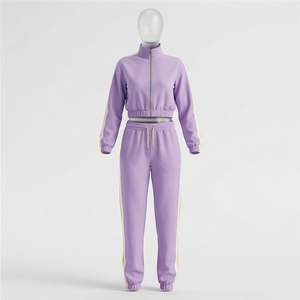 Conjuntos Deportivos de Dos Piezas para Mujer, Chaqueta con Cremallera y Pantalones con Cintura Elástica, Logotipo Personalizado OEM, Precio al por Mayor - Product Image 1