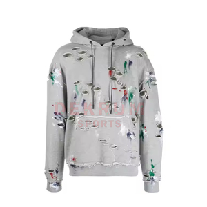 Venta caliente de encargo bajo MOQ Sudadera con capucha desgastada de calidad superior aspecto elegante ropa de calle Sudadera con capucha desgastada - Product Image 3