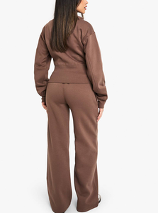 Conjunto Deportivo Informal para Mujer, Diseño OEM, Antibolitas, con Cremallera Decorativa en la Parte Delantera, Tela Suave, Estilo Holgado - Product Image 4