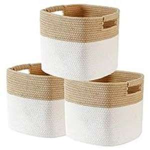 Lot de 3 paniers en jute léger de haute qualité faciles à transporter pour le stockage de boissons domestiques Logo personnalisable sur les bacs en tissu - Product Image 1