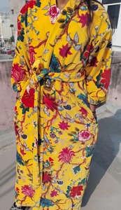 Bata Kimono Unisex de Terciopelo de Lujo, Elegante y Térmica, con Estampado Floral Indio, 100% Algodón, Cálida para Invierno, Regalo de San Valentín - Product Image 2