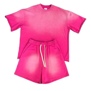 ชุดเซ็ตขาสั้นผ้าฝรั่งเศสเทอร์รี่ 100% ผ้าฝ้าย คุณภาพดีที่สุด ลายเรียบ สีพื้น สำหรับผู้ชาย สามารถปรับแต่งได้ ล้างสีแบบ Acid Wash - Product Image 1