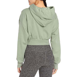 เสื้อฮู้ดผู้หญิง OEM ผ้าเทอร์รี่คอตตอน 100% ระบายอากาศได้ดี ทรงครอปท็อป พร้อมโลโก้สั่งทำ สำหรับฤดูหนาว - Product Image 5