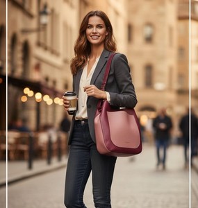 Sac seau en cuir bicolore vintage bordeaux pour femme, sac à bandoulière résistant à l'eau avec fermeture éclair et sangle réglable - Product Image 2