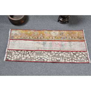 Moderne Classique 1.5 X 3.2ft Vintage Tapis Turc Beige Laine Patchwork Design Latex pour Adolescents Grande Surface Rectangle pour Vivre - Product Image 3
