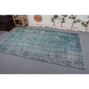 Alfombra Moderna de Lana y Poliéster Azul, Hecha a Máquina, Antideslizante, de Pelo Medio, con Látex (5.3 x 8.7 Pies), Rectangular, Diseño Tradicional de Patchwork - Product Image 2