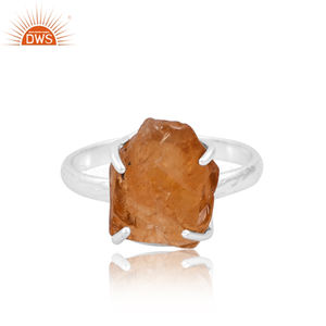 Vente chaude en argent Sterling Citrine naturelle bague en pierres précieuses bijoux pour femmes cadeau pour elle fabricant de bijoux Demi Fine - Product Image 2