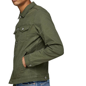 Blouson aviateur en jean pour homme pas cher, col montant, logo frontal, style décontracté vintage, écologique, haute qualité, vente en gros - Product Image 4