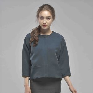 Manteau court formel de conception sans col de mode simple d'ODM pour des femmes - Product Image 6