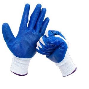 Guantes de trabajo de seguridad sumergidos en Espuma Azul Guantes de trabajo de látex de doble capa resistentes a pinchazos Algodón Nylon para trabajo de jardín de construcción - Product Image 4