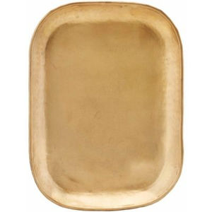 Plateau de service décoratif en laiton de luxe pour la maison, ustensiles de cuisine, plateau à salade et à petit-déjeuner avec poignée design, finition dorée - Product Image 5