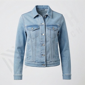 Vestes en jean pour femmes grandes tailles, hauts en denim courts décontractés et luxueux avec perles, mode, manches longues personnalisées, couleur personnalisée, manteau tendance - Product Image 1