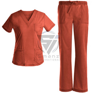 Conjunto de Uniformes Médicos Cómodos con Cuello Alto, Cierre Frontal, Mangas con Puños y Aberturas Laterales para Médicos, Enfermeras y Asistentes Dentales - Product Image 2