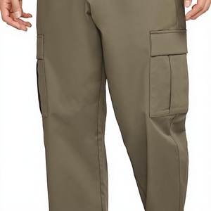 Pantalones cargo para hombre 100% algodón ecológico de secado rápido, transpirables, estilo liso, color sólido - Product Image 1