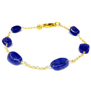 Pulsera de cadena de eslabones de piedras preciosas de tanzanita de moda tradicional chapada en oro de plata esterlina 925 - Product Image 1