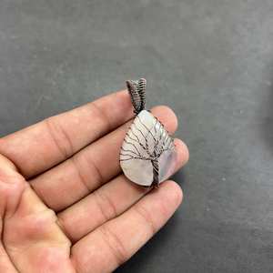 Arco Iris Natural piedra lunar Árbol de la vida envoltura de alambre trabajo de cobre único diseñador colgante collar amante de la naturaleza todos los tamaños disponibles - Product Image 1