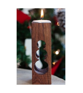 Bougeoirs en bois de Noël fabriqués à la main durables décorations de vacances saisonnières durables - Product Image 6