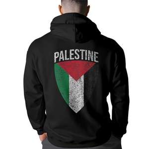 Sweat à capuche en molleton épais 100% coton pour homme, vêtements personnalisés de haute qualité, drapeau palestinien imprimé en relief, hiver, Palestine libre - Product Image 5