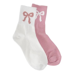 Calcetines de Algodón Suave con Lazo Bordado y Logotipo Personalizado en Tonos Pastel para Mujer, Pedido al por Mayor, Fábrica JZVINA - Product Image 1