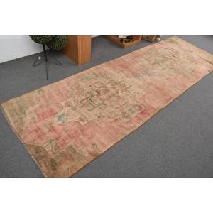 Alfombra vintage de lana turca rosa y verde de 33x104 pies, tejido plano, patrón de retazos, respaldo de látex para decoración de sala de estar - Product Image 2