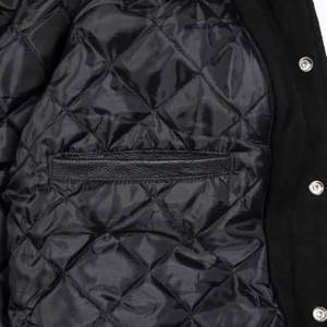 Customizable Vintage Wool Varsity <b>Jacket</b> for Men OEM Custom Leather Sleeve with Stand Collar Embroidered <b>Patchwork</b> Design - Product Image 3