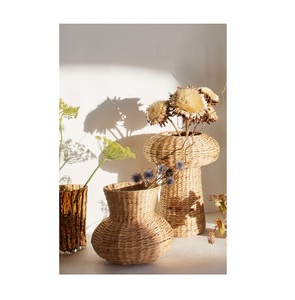 Jarrón de Jacinto de Agua Natural para Decoración de Sala de Estar con Textura Tejida a Mano y Estilo de Fibra Orgánica - Product Image 1