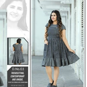 Vestido occidental largo hasta la rodilla, ropa informal, tejido de algodón ligero - Product Image 1