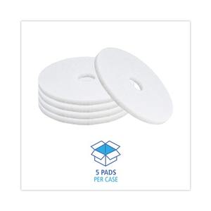 Pads de polissage blancs Boardwalk de 17 pouces pour sols secs/diamantés/lustrés pour granit - 5/carton - Product Image 4