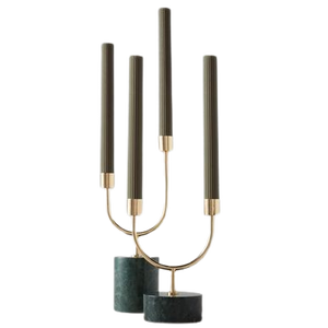 Ensemble de 2 bougeoirs en fer et verre couleur or bougeoirs décoratifs et bougeoirs pour la décoration intérieure vente en gros - Product Image 4