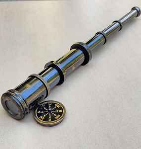 Télescope en laiton nautique avec options de boîtier en cuir et en bois, style vintage, noir/brun, fait à la main pour la décoration intérieure, artisanat Calvin - Product Image 2