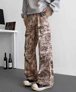 Vintage Hombres Recubierto Slim Fit Camo Flare Pantalones High Street Jeans de cintura media con múltiples bolsillos - Product Image 3