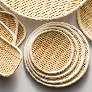 Vente en gros MANYO Texture naturelle bambou plat vannage panier passoire avec bord en résine enveloppé Gadgets de cuisine Nouveau meilleur coût! - Product Image 2