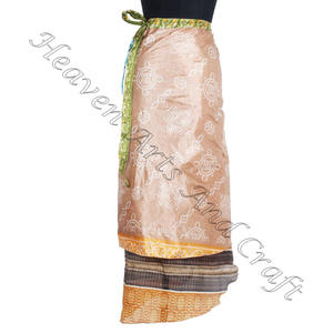Silk Sari Stylish Exclusive Design Sarong Wrap <b>Skirt</b> 2 Layer Reversible Magic Silk Saris Wrap Long <b>Skirt</b> Indian Silk Wrap - Product Image 1