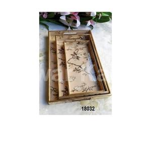 Accueil Décoration de table Plateau alimentaire de luxe Plateaux en laiton moulé d'aluminium Design feuille - Product Image 6