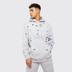 เสื้อฮู้ดสตรีทแวร์ผ้าฟลีซสำหรับฤดูหนาว แบบสั่งทำพิเศษ ทรงโอเวอร์ไซส์ ไหล่ตก สไตล์วินเทจ ล้างสีแบบแอซิดวอช ทำสีซีดแบบดิสเทรส ผ้าฝ้าย 100% สำหรับผู้ชาย - Product Image 6