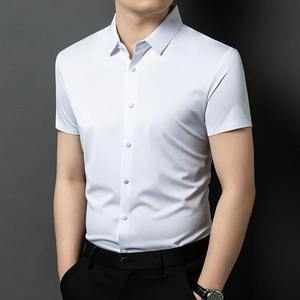 Camisa de Vestir de Manga Corta para Hombre, Estilo Casual, Estampada, Oxford, Satén, Cuello Mao, Antiarrugas, 100% Seda, Verano, Suministro ODM - Product Image 2