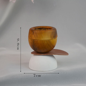 Accesorios de decoración de escritorio de aromaterapia para quemador de incienso de cerámica y madera blanca media - Product Image 6